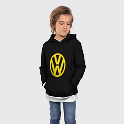 Толстовка-худи детская Volkswagen logo yellow, цвет: 3D-белый — фото 2