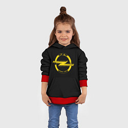 Толстовка-худи детская Opel yellow, цвет: 3D-красный — фото 2