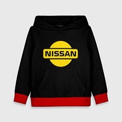 Толстовка-худи детская Nissan yellow logo, цвет: 3D-красный