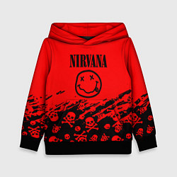 Толстовка-худи детская Nirvana rock skull, цвет: 3D-черный