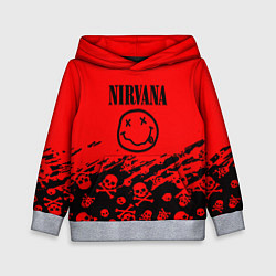 Толстовка-худи детская Nirvana rock skull, цвет: 3D-меланж