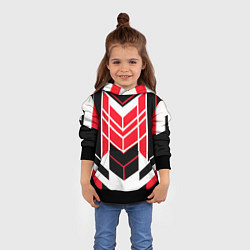 Толстовка-худи детская Red and white lines on a black background, цвет: 3D-черный — фото 2
