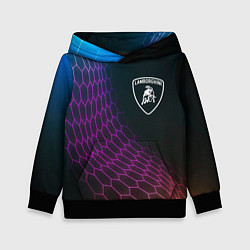 Толстовка-худи детская Lamborghini neon hexagon, цвет: 3D-черный