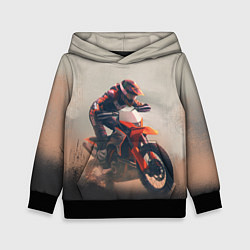 Толстовка-худи детская Мотоциклист - гонка, цвет: 3D-черный