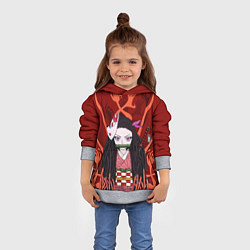 Толстовка-худи детская Незуко камадо на фоне демонических рук, цвет: 3D-меланж — фото 2