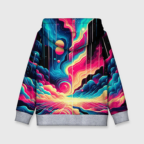 Детская толстовка Neon space fantasy - ai art / 3D-Меланж – фото 2