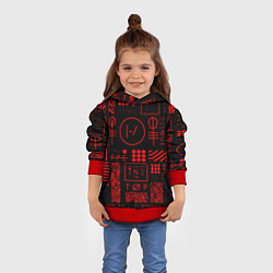 Толстовка-худи детская Twenty one pilots pattern rock, цвет: 3D-красный — фото 2