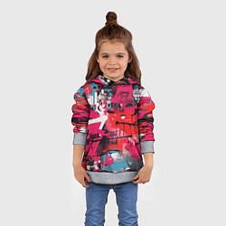 Толстовка-худи детская Красное граффити, цвет: 3D-меланж — фото 2
