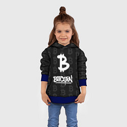 Толстовка-худи детская Биткоин - граффити белый, цвет: 3D-синий — фото 2