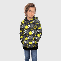 Толстовка-худи детская Смайлик хэллоуин, цвет: 3D-черный — фото 2