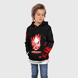 Толстовка-худи детская Samurai flame logo, цвет: 3D-белый — фото 2