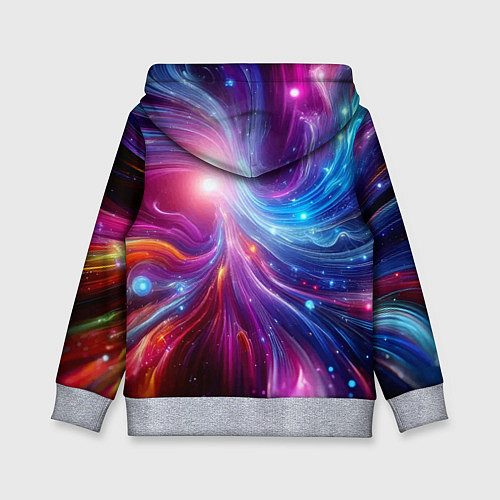 Детская толстовка Неоновая абстракция - нейросеть / 3D-Меланж – фото 2