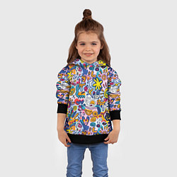 Толстовка-худи детская Солнце и морские звёзды абстракция, цвет: 3D-черный — фото 2