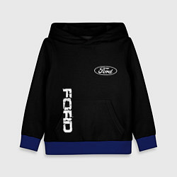 Толстовка-худи детская Ford logo white steel, цвет: 3D-синий