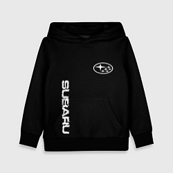 Толстовка-худи детская Subaru logo white, цвет: 3D-черный