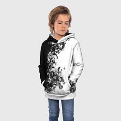 Толстовка-худи детская Чёрно белый стильный узор, цвет: 3D-белый — фото 2