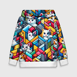 Детская толстовка Геометрический паттерн с котятами - нейросеть