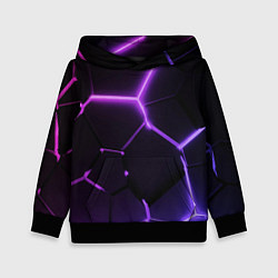 Детская толстовка Темные фиолетовые неоновые плиты в разломе