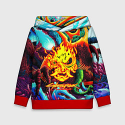 Толстовка-худи детская Cyberpunk hyperbeast steel, цвет: 3D-красный
