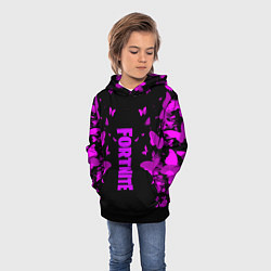 Толстовка-худи детская Fortnite buterfly neon, цвет: 3D-черный — фото 2