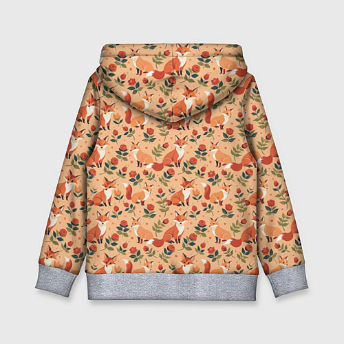 Детская толстовка Лисята в розах / 3D-Меланж – фото 2