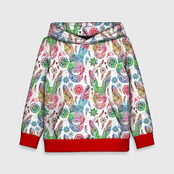 Толстовка-худи детская Узорчатый заяц, цвет: 3D-красный