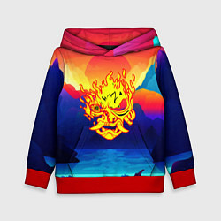 Толстовка-худи детская Samurai fire logo japan, цвет: 3D-красный