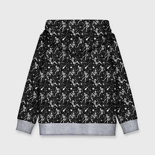 Детская толстовка Скетч с изображением скелетов на черном фоне / 3D-Меланж – фото 2