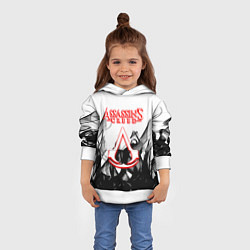 Толстовка-худи детская Assassins Creed огненное лого гейм, цвет: 3D-белый — фото 2