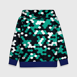 Толстовка-худи детская Милитари стекло текстура, цвет: 3D-синий