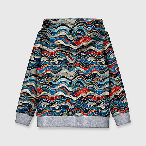 Детская толстовка Разноцветные абстрактные волны / 3D-Меланж – фото 2