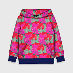 Толстовка-худи детская Красные синие желтые цветы лилии, цвет: 3D-синий
