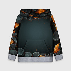 Детская толстовка Текстурные темные и золотые камни