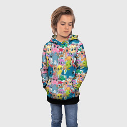 Толстовка-худи детская Мультяшные обитатели морей, цвет: 3D-черный — фото 2