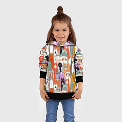 Толстовка-худи детская Мультяшные коты мемы, цвет: 3D-черный — фото 2