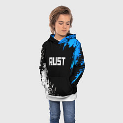 Толстовка-худи детская Rust краски текстура штрихи, цвет: 3D-белый — фото 2
