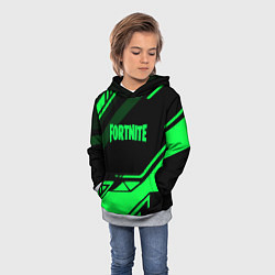 Толстовка-худи детская Fortnite geometry green, цвет: 3D-меланж — фото 2