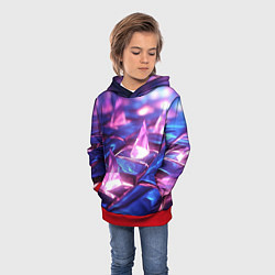 Толстовка-худи детская Абстракция из блестящих камней и плит, цвет: 3D-красный — фото 2