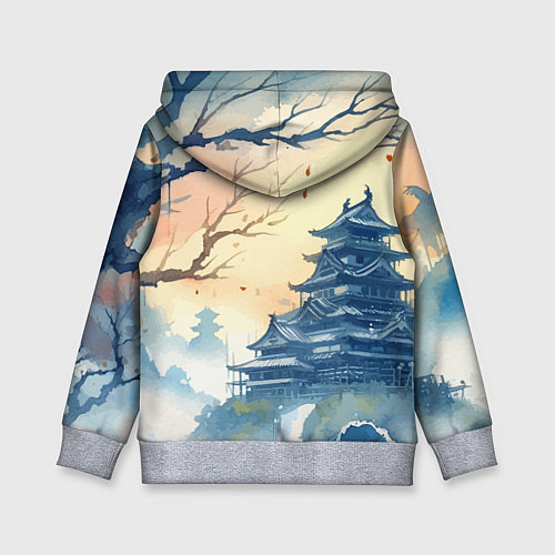 Детская толстовка Japanese landscape - watercolor / 3D-Меланж – фото 2