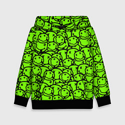 Толстовка-худи детская Nirvana green logo smile, цвет: 3D-черный