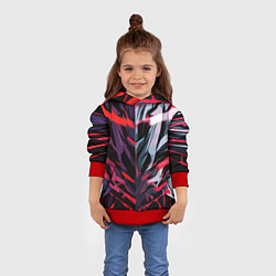 Толстовка-худи детская Хаотичная чёрно-красная абстракция, цвет: 3D-красный — фото 2