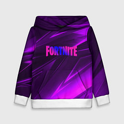 Толстовка-худи детская Fortnite neon stripes angles logo, цвет: 3D-белый
