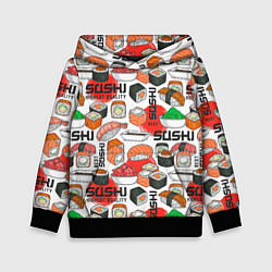 Толстовка-худи детская Суши высочайшего качества, цвет: 3D-черный
