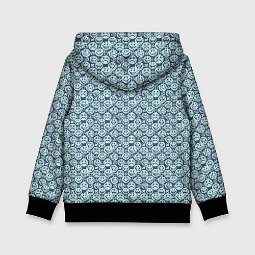 Детская толстовка Улыбающийся смайл с короной паттерны / 3D-Черный – фото 2