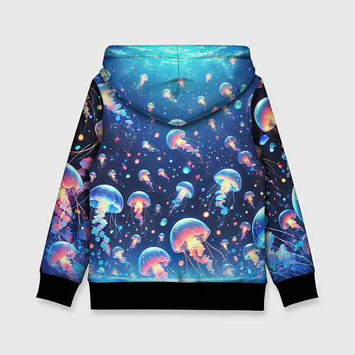 Детская толстовка Джели - медуза не умеет плавать в ночи / 3D-Черный – фото 2