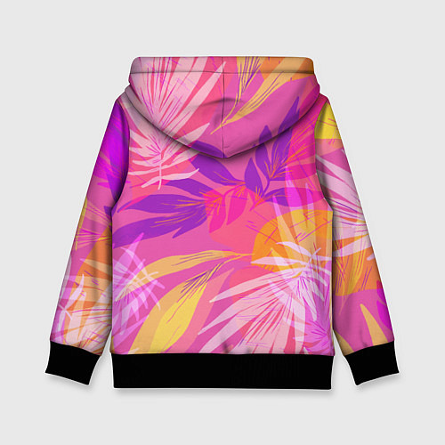 Детская толстовка Летний фон с цветными листьями в акварельном стиле / 3D-Черный – фото 2