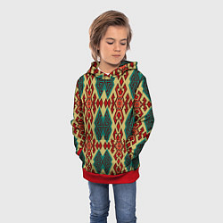 Толстовка-худи детская Этнический паттерн с эффектом вышивки, цвет: 3D-красный — фото 2