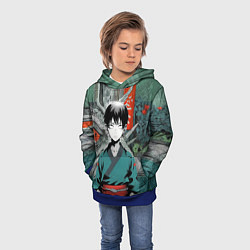 Толстовка-худи детская Юный послушник каратист анимешный, цвет: 3D-синий — фото 2