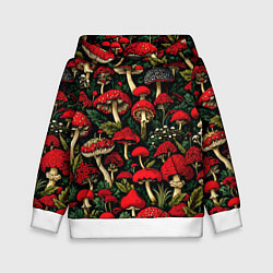 Детская толстовка Лесные красные грибы мухоморы - паттерн