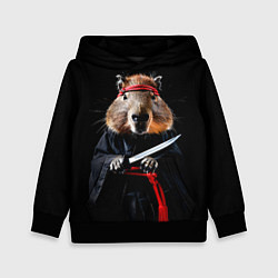 Толстовка-худи детская Капибара ниндзя, цвет: 3D-черный